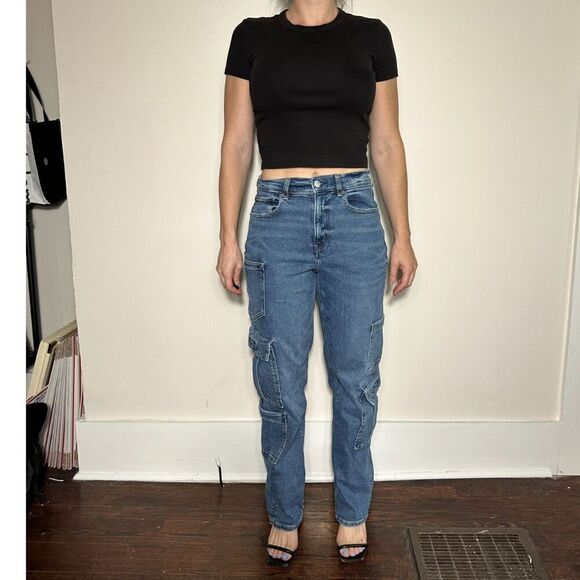 American Eagle Super High Rise Baggy Straight Jean Size 6 - Picture 2 of 7